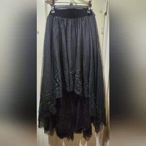 Torrid Black High-Low Skirt with Floral Detail